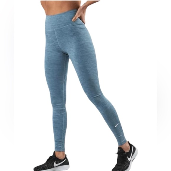 Nike Dri-Fit Size XS Heathered Blue High-Rise Athletic Leggings - Picture 1 of 6